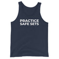 Practice Safe Sets Tank Top in navy, front view