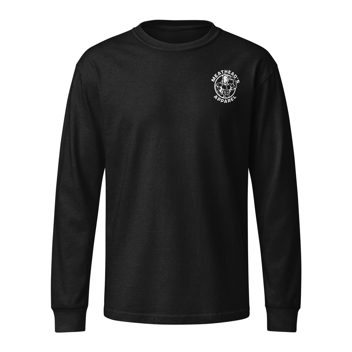 Meathead's Heavyweight Long Sleeve Tee in black, front view
