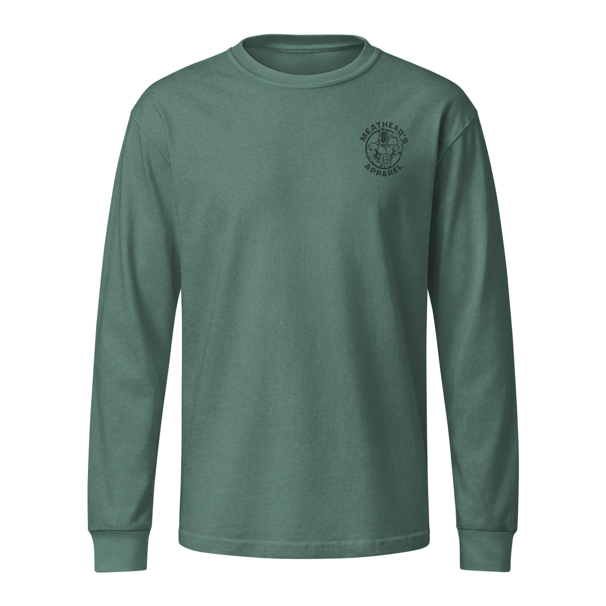 Meathead's Heavyweight Long Sleeve Tee in washed pine, front view