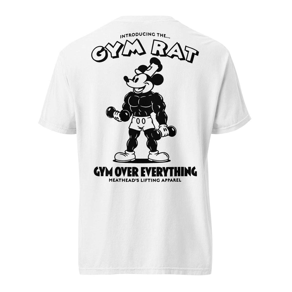 Gym Rat Heavyweight T-Shirt in white, back view