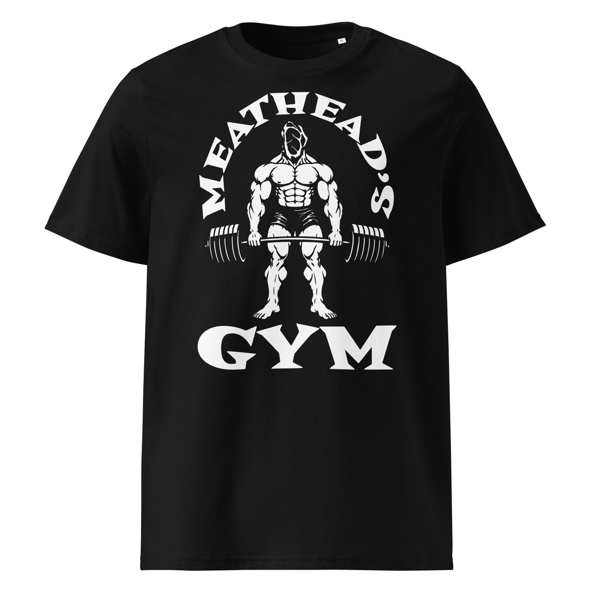 Meathead’s Gym Organic Cotton T-Shirt in black, front view