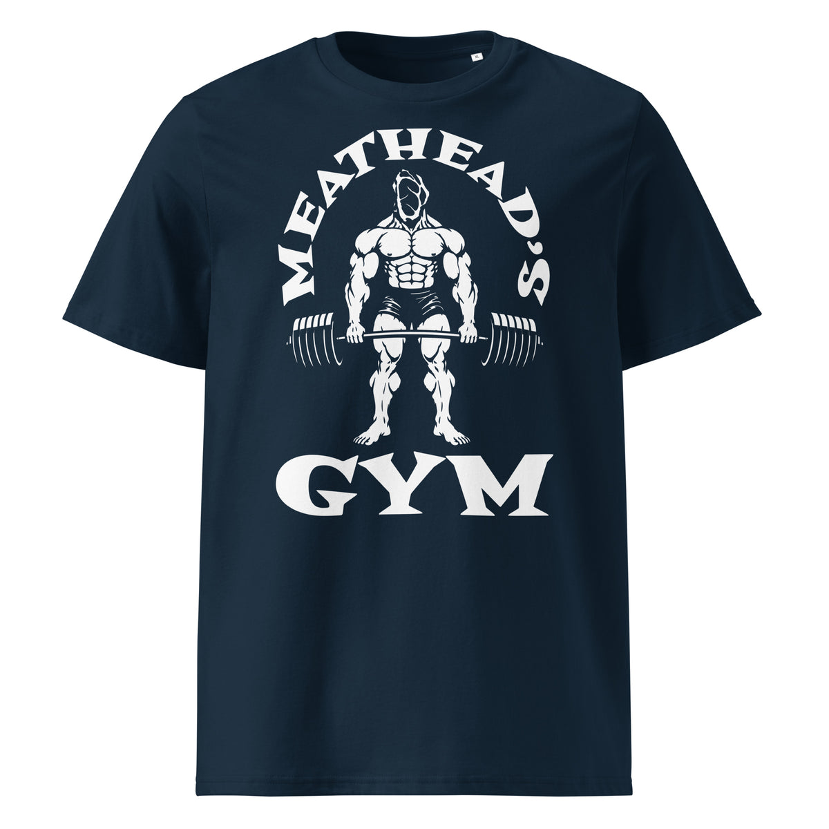 Meathead’s Gym Organic Cotton T-Shirt in french navy, front view