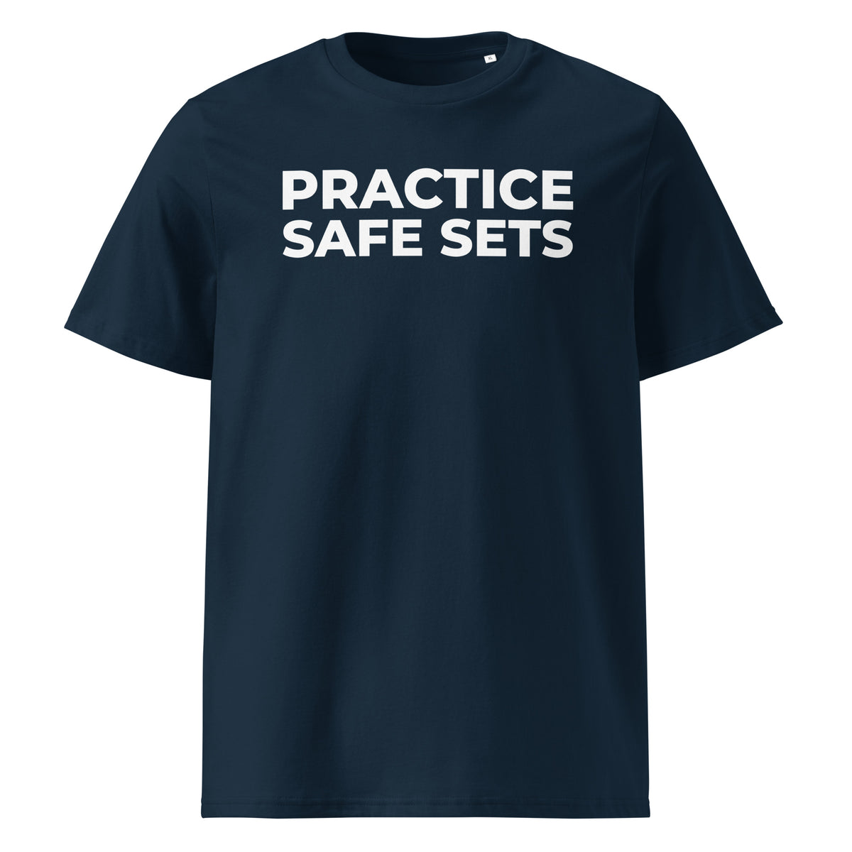 Practice Safe Sets T-Shirt in french navy, front view