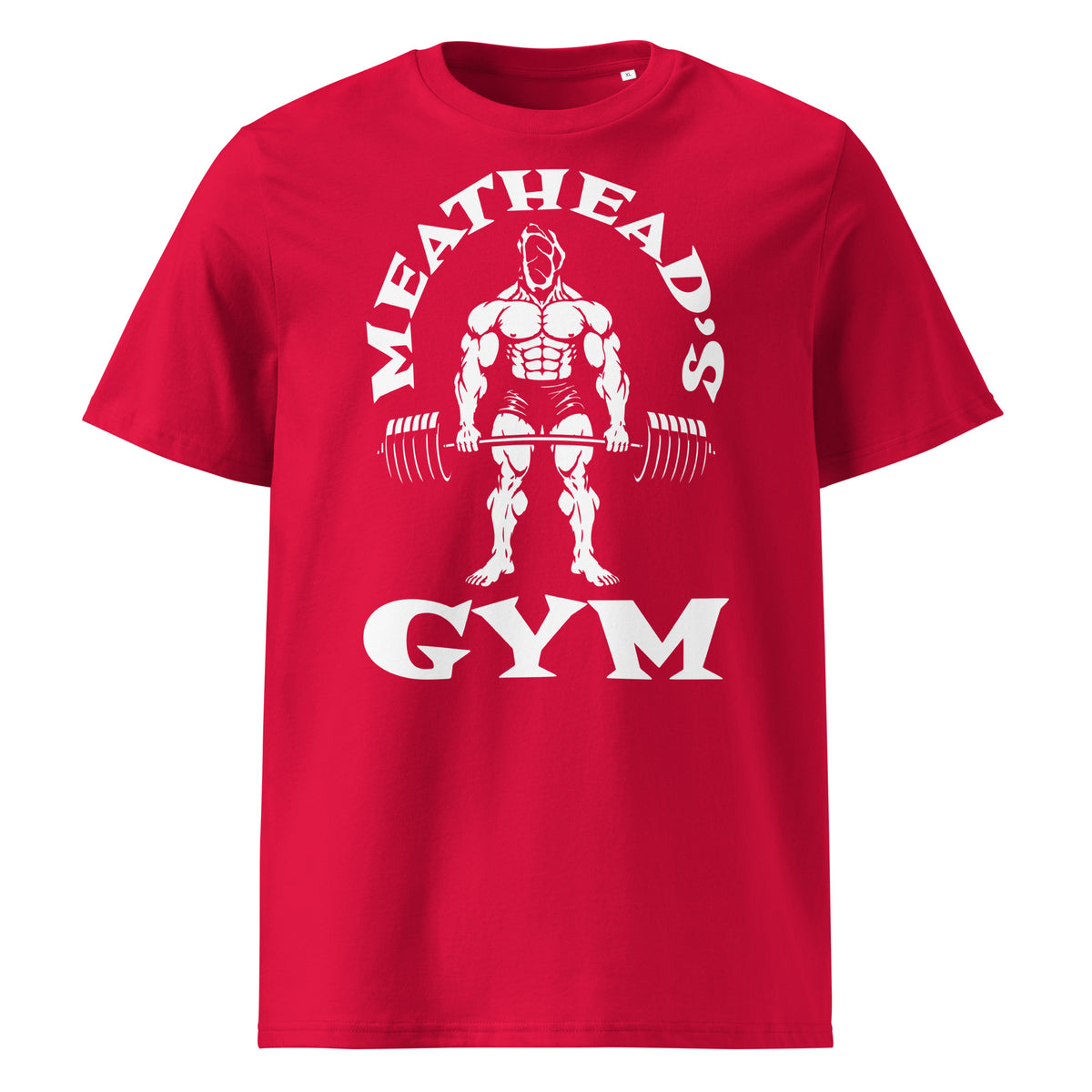 Meathead’s Gym Organic Cotton T-Shirt in red, front view