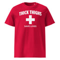 Thick Thighs Save Lives T-Shirt in red, front view