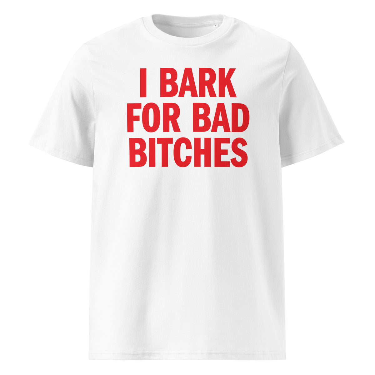 I Bark for Bad Bitches Pump Cover in White, front view