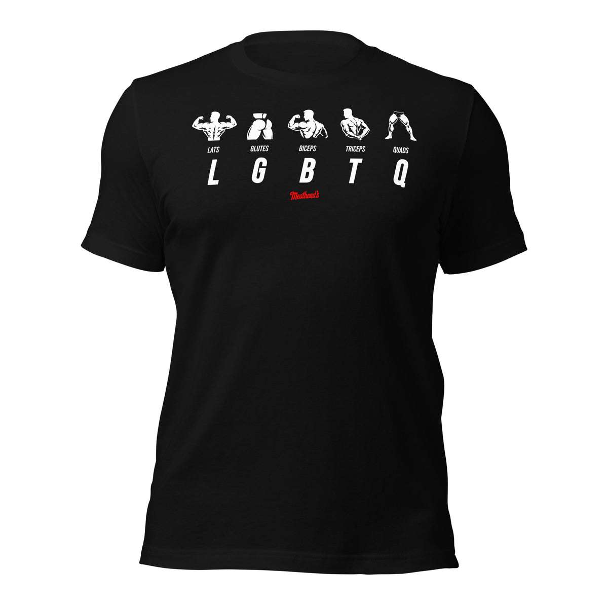 LGBTQ T-shirt in black, front view
