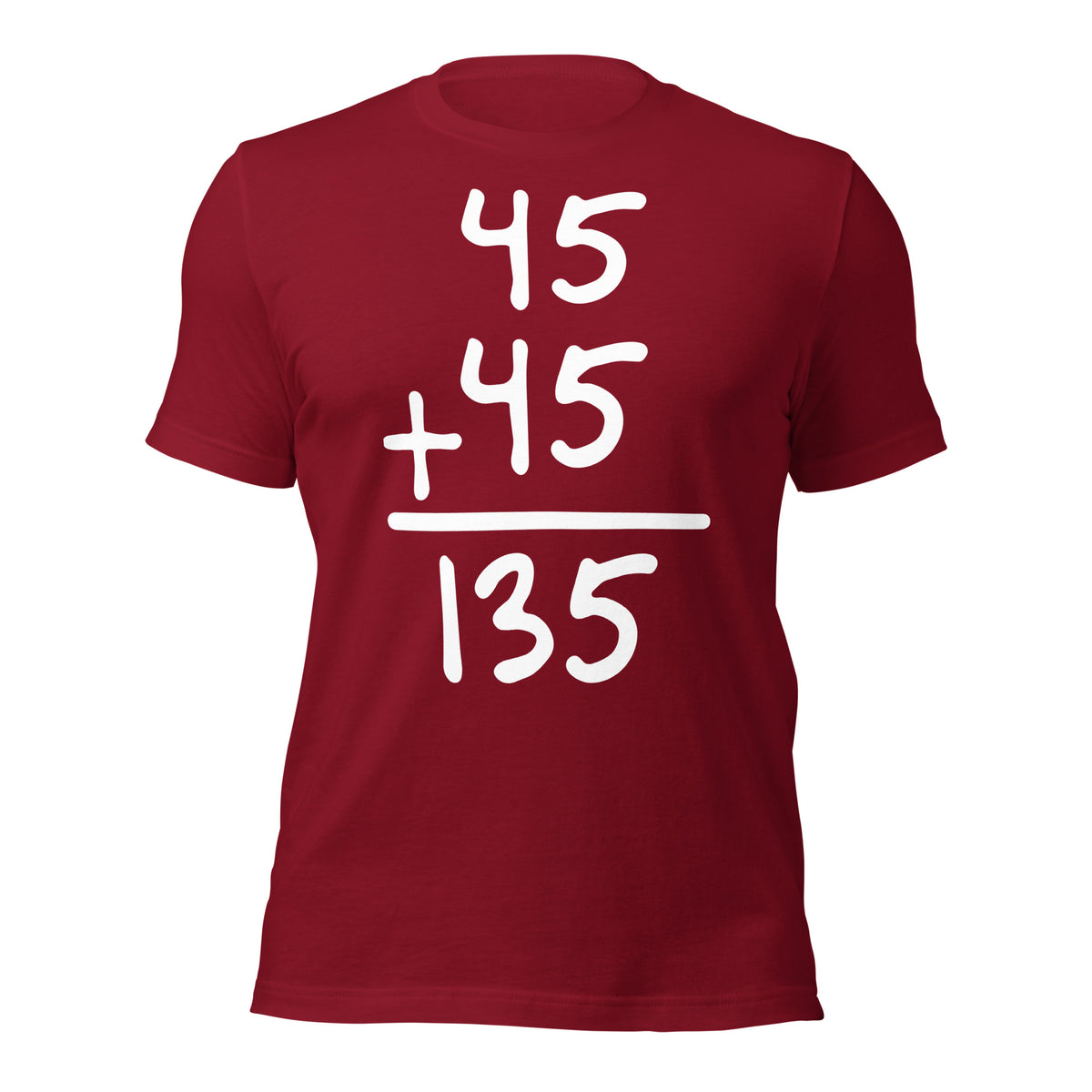 Gym Math T-Shirt in cardinal, front view