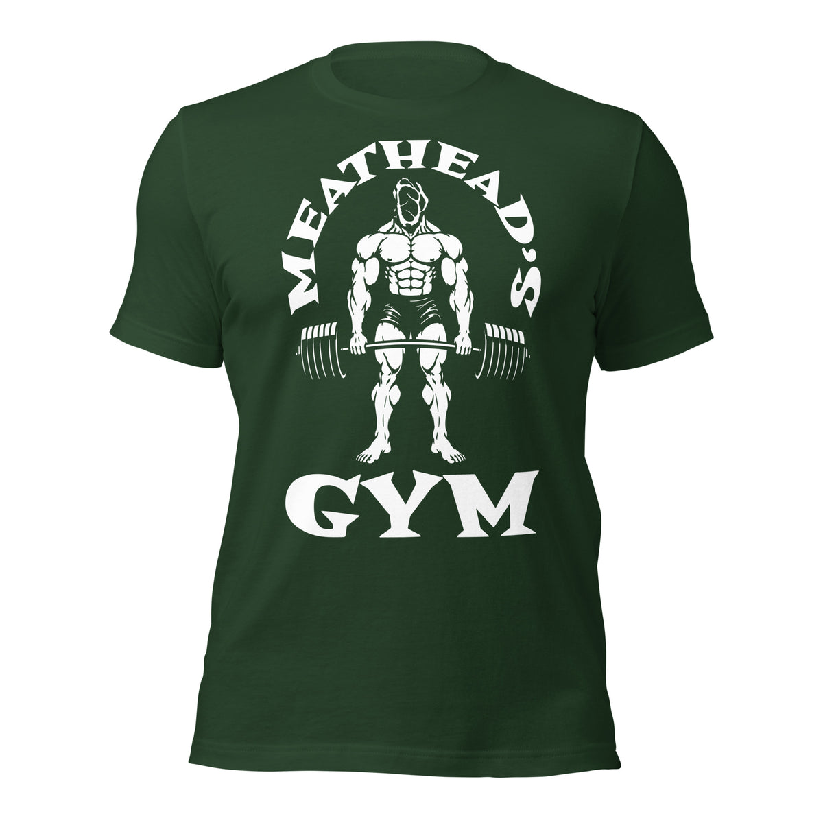Meathead's Gym T-Shirt in forest, front view
