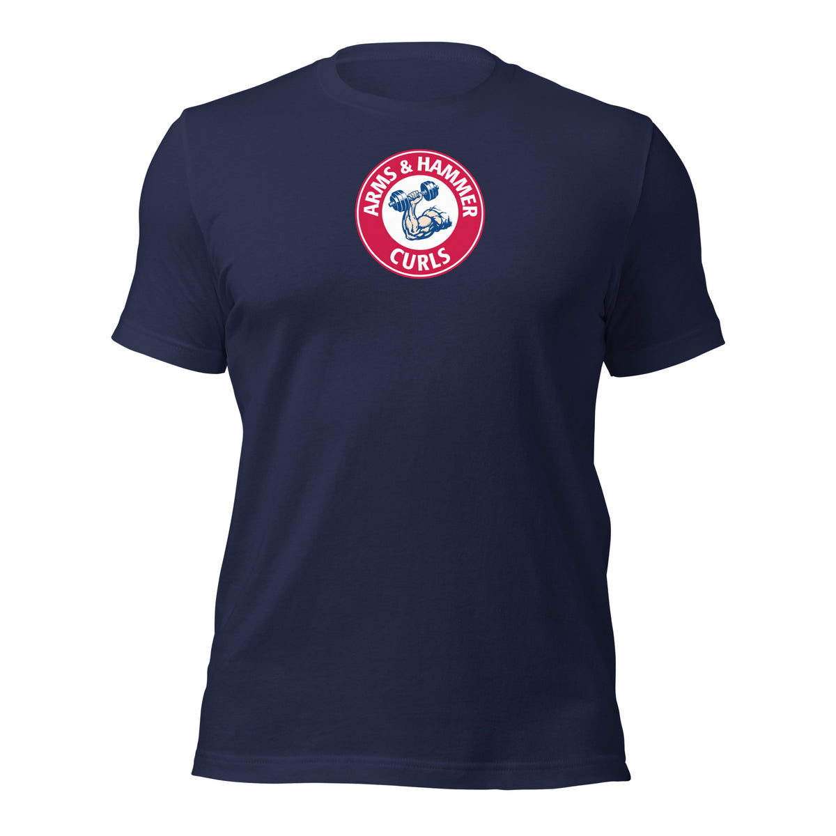 Arms & Hammer Curls T-Shirt in navy, front view