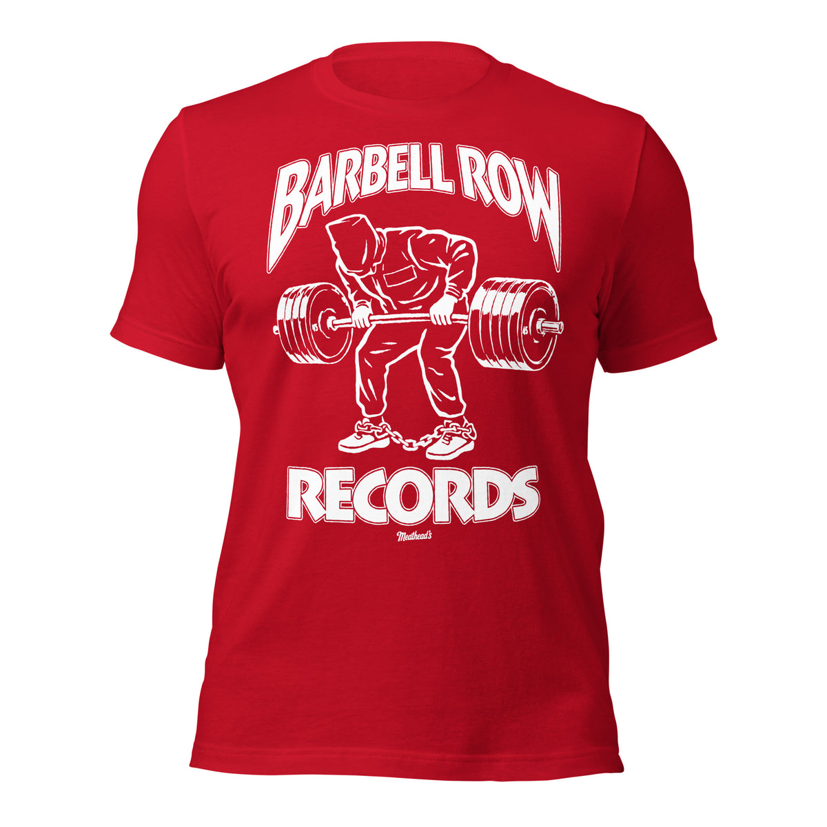 Barbell Row Records T-Shirt in red, front view
