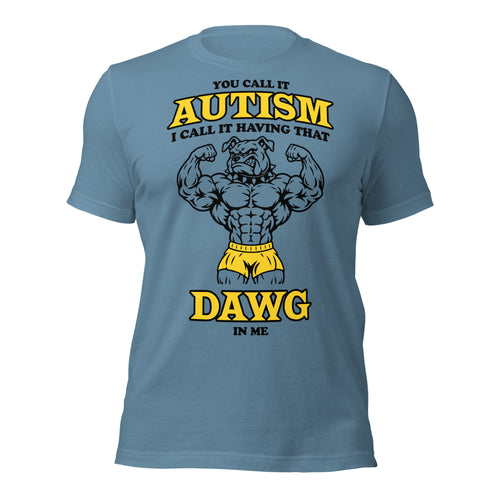 Dawg In Me T-Shirt in steel blue, front view