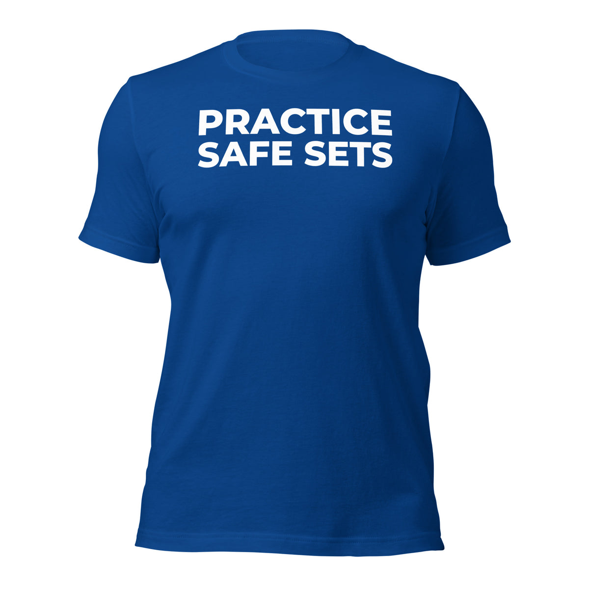 Practice Safe Sets T-Shirt in true royal, front view