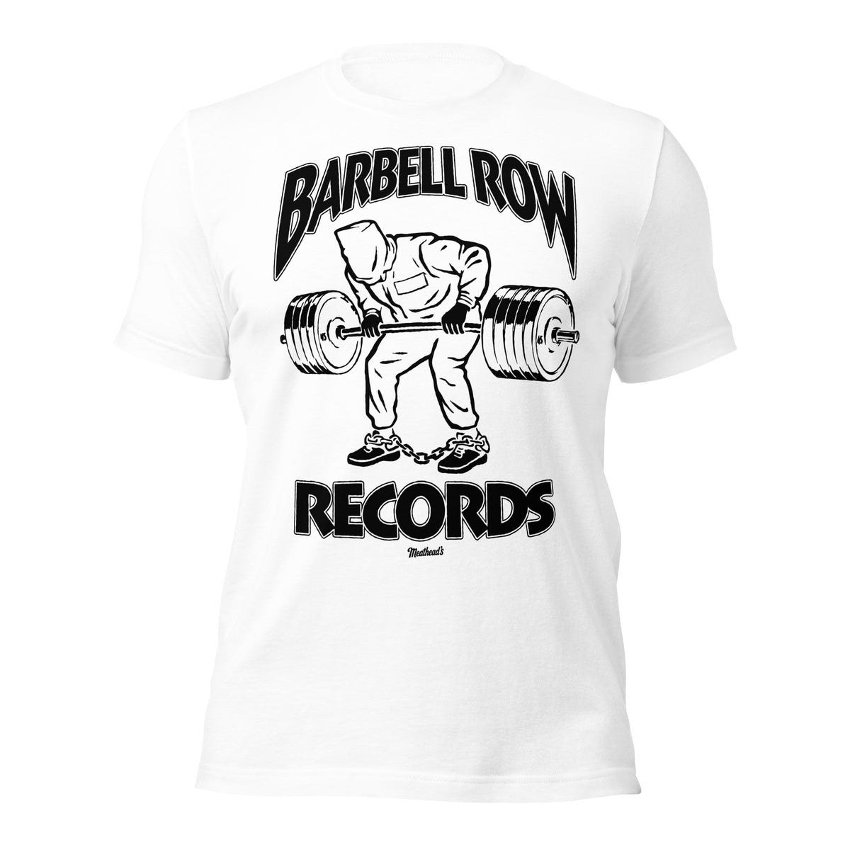 Barbell Row Records T-Shirt in white, front view