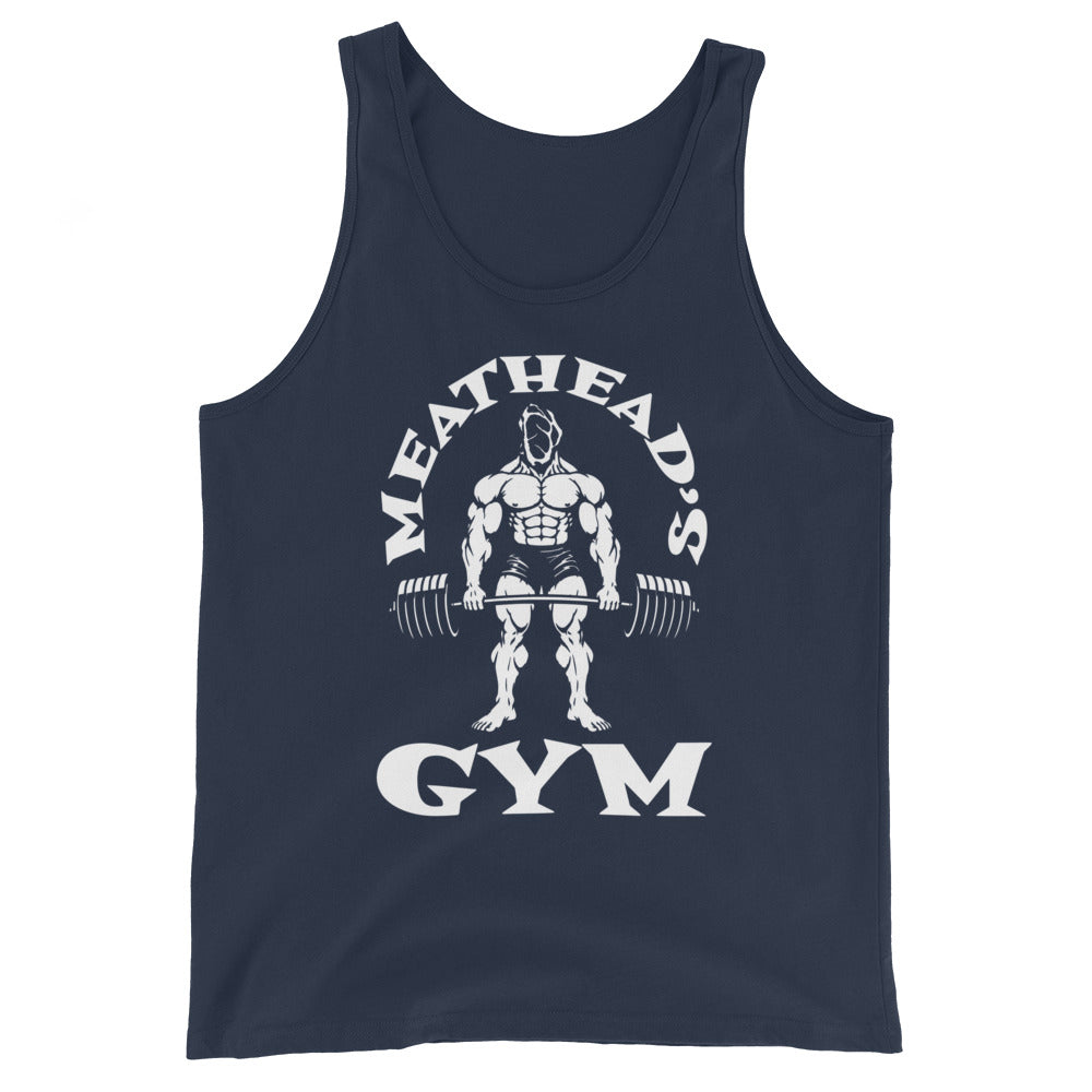 Meathead's Gym Tank Top in navy, front view