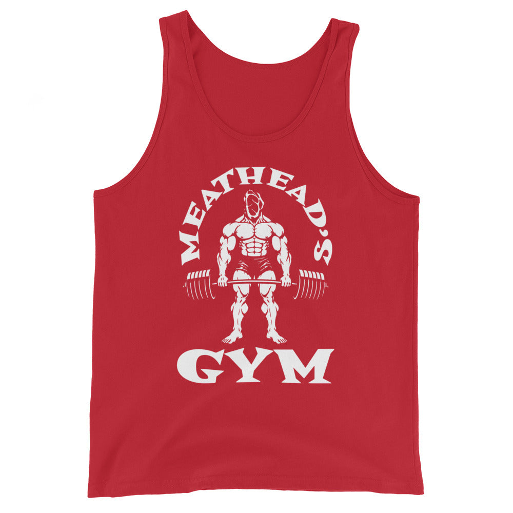 Meathead's Gym Tank Top in red, front view