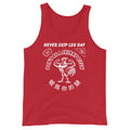 Never Skip Leg Day Tank Top in red, front view