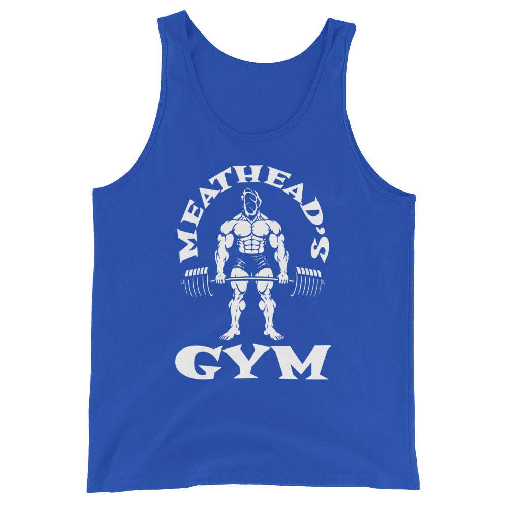 Meathead's Gym Tank Top in true royal, front view